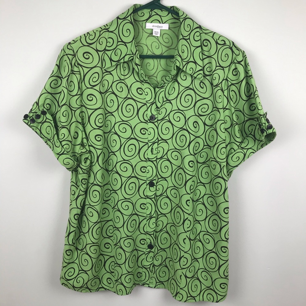dressbarn Shirt Tops Button Down Short Sleeves